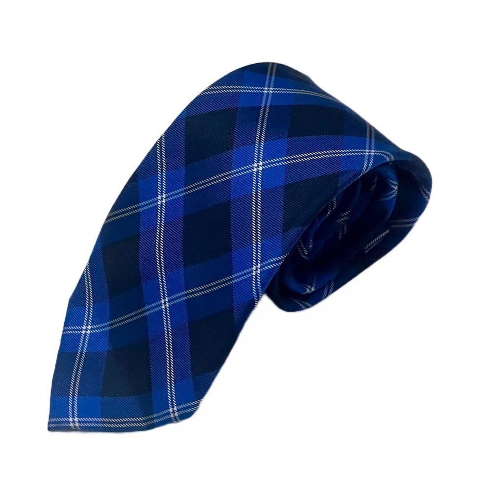 Tommy Hilfiger 100% Silk Tartan Plaid Designer Tie Blue Preppy Business Necktie - Picture 4 of 11